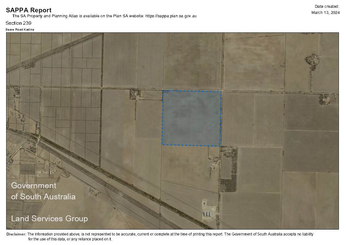 Section 239 Beare Road, Kadina For Sale by Farmbuy.com - floorplan 1