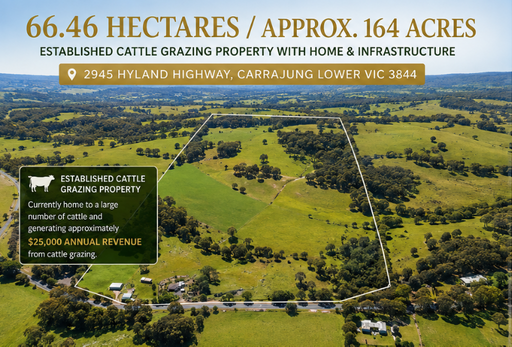 Farm For Sale - VIC - Carrajung Lower - 3844 - Approx. 164 Acres of Country Living - Cattle Grazing, Permanent Creek & Rural Lifestyle 